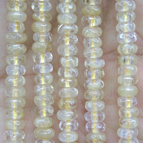 tiny golden Rutilated quartz beads, faceted rondelle, synthetic