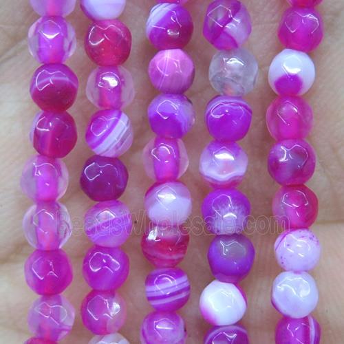 tiny hotpink striped agate beads, faceted round
