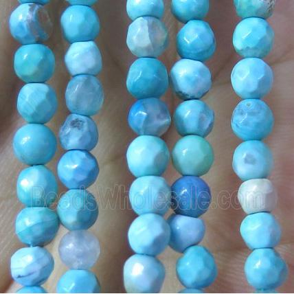 aqua agate beads, faceted round