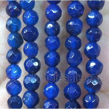 Tiny blue agate bead, faceted round