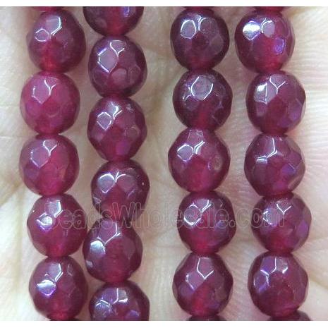 red agate bead, faceted round