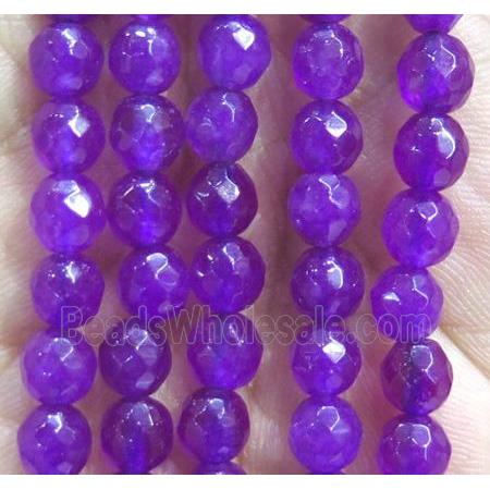 purple dye Jade Beads, faceted round