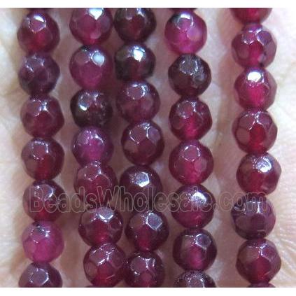 Jade Beads, faceted round, deepRed dye