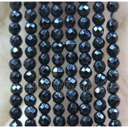 black onyx agate seed beads, faceted round
