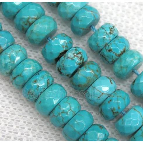 blue Turquoise beads, faceted rondelle