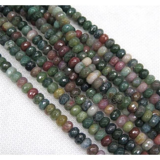 India Agate bead, faceted rondelle