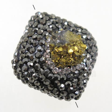 golden agate druzy beads paved rhinestone