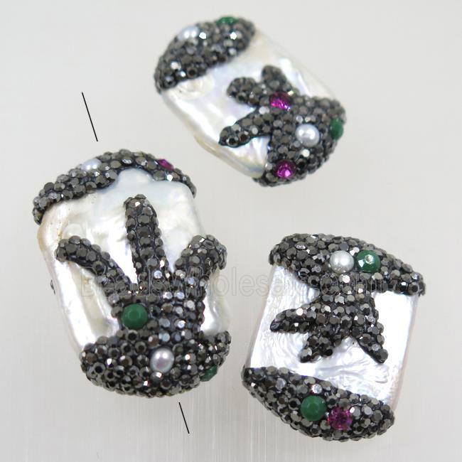 freshwater pearl beads paved rhinestone