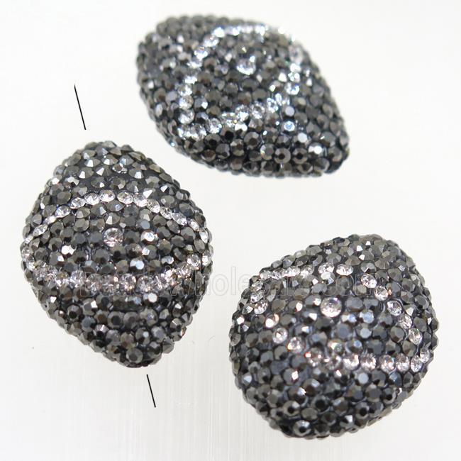 resin oval beads paved rhinestone