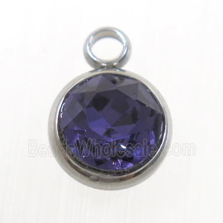 crystal glass pendant, amethyst, stainless steel