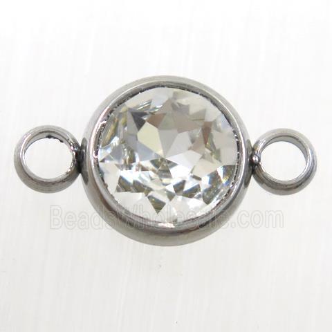 crystal glass connector, clear, stainless steel