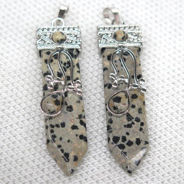black spotted Dalmatian Jasper arrowhead pendant