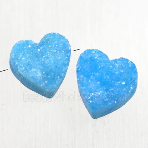 blue Druzy Quartz heart beads