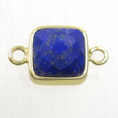 blue Lapis Lazuli square connector, gold plated