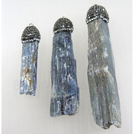 blue Kyanite pendant paved rhinestone, stick