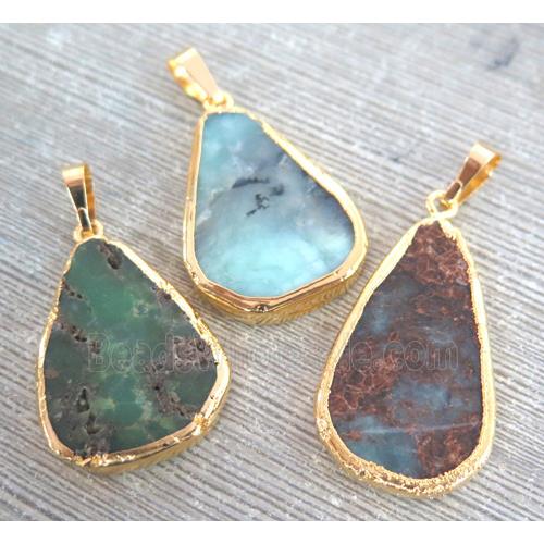 Australian Chrysoprase Pendant, gold plated