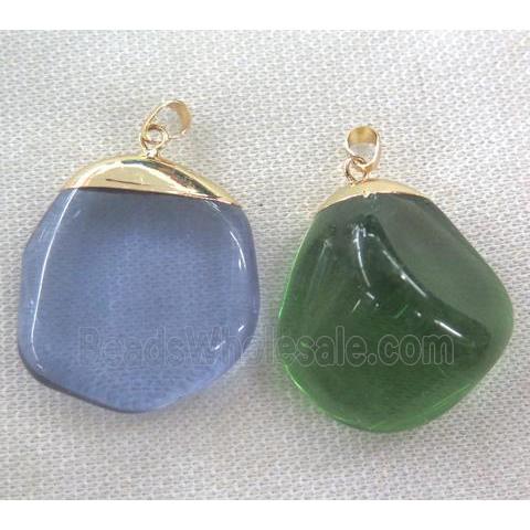 cleear quartz pendant, dyed