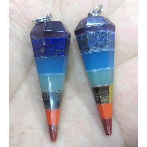 mixed gemstone Chakra pendant, bullet