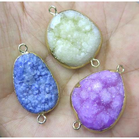 druzy quartz connector, freeform, mixed color