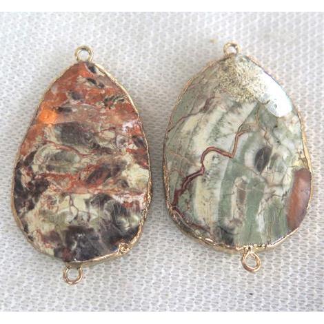 Ocean Jasper connector, faceted freeform