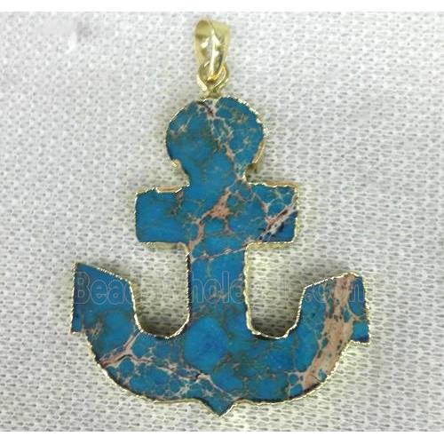blue Sea Sediment Jasper anchor pendant