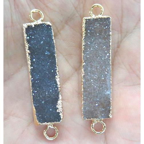 agate druzy connector, rectangle, AA grade