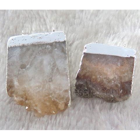 citrine pendant with druzy, freeform