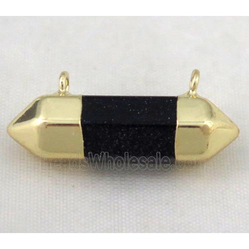 blue sandstone bullet pendant with 2holes, gold plated