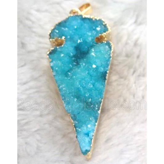 druzy quartz pendant, arrowhead