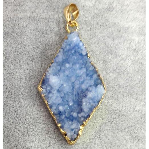 druzy quartz pendant, gold plated