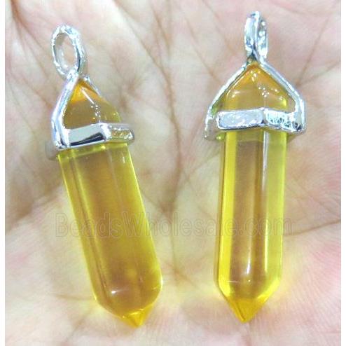 citrine bullet pendant synthetic with yellow crystal