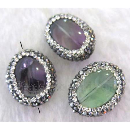 fluorite oval bead paved rhinestone