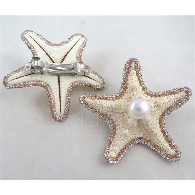 starfish hair clip with pearl bead