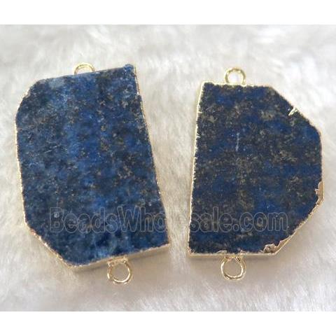 Lapis Lazuli connector, freeform, gold plated
