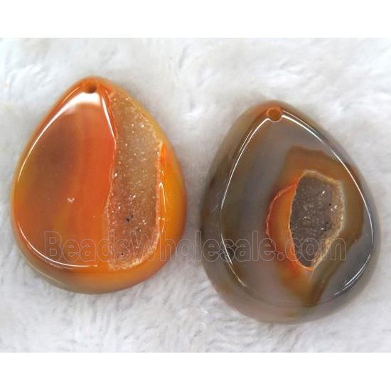 druzy agate pendant, teardrop