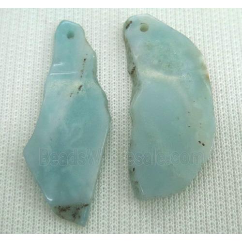 Amazonite slice pendant, freeform, blue