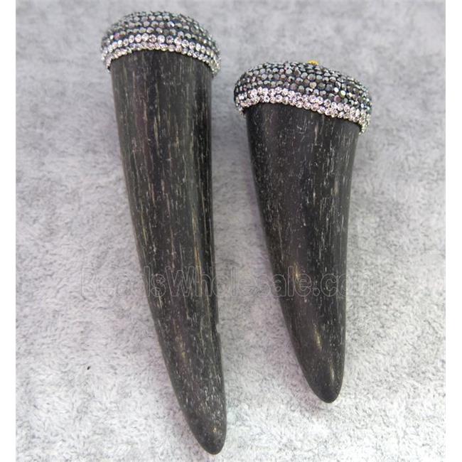 cattle horn pendant paved rhinestone