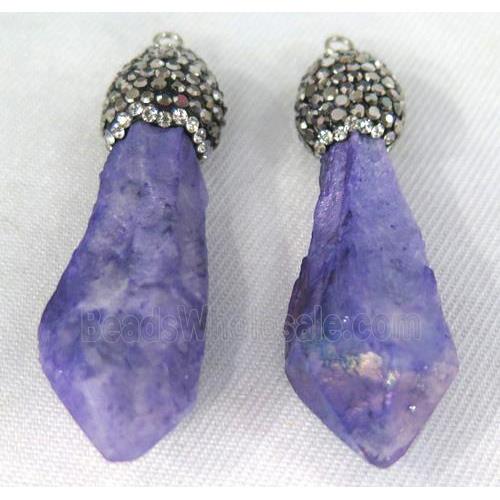 purple quartz pendant paved rhinestone, stick