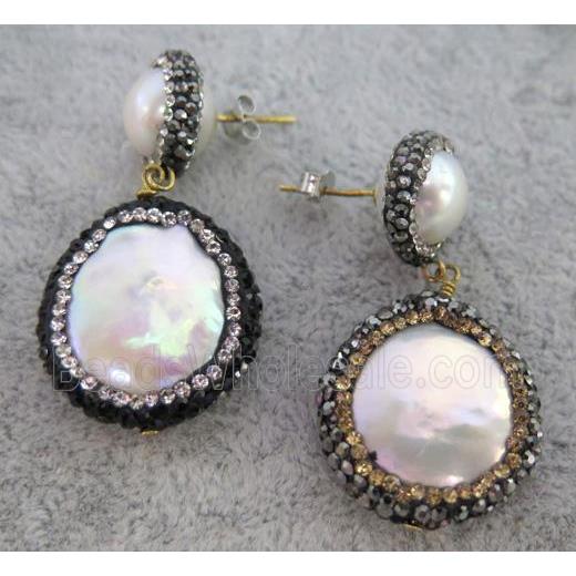 gemstone earring paved rhinestone