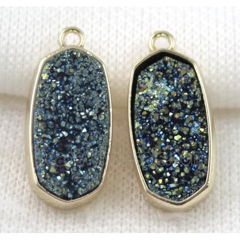 druzy quartz pendant, gold plated