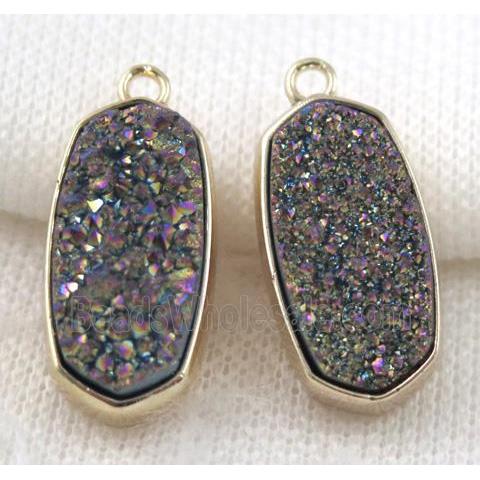druzy quartz pendant, gold plated