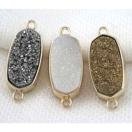 druzy quartz connector, gold plated