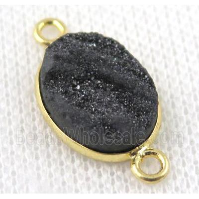 black sunagate druzy connector, oval