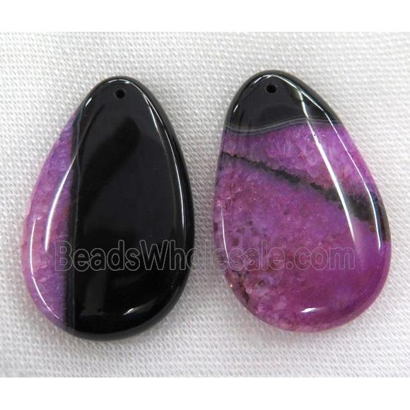 druzy agate slice pendant, teardrop
