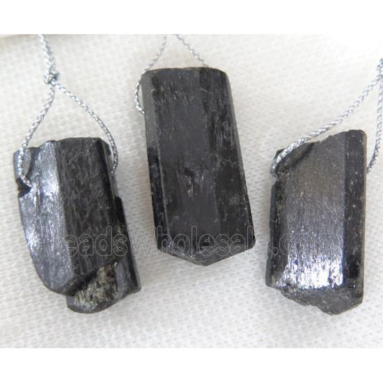 black tourmaline pendant, freeform