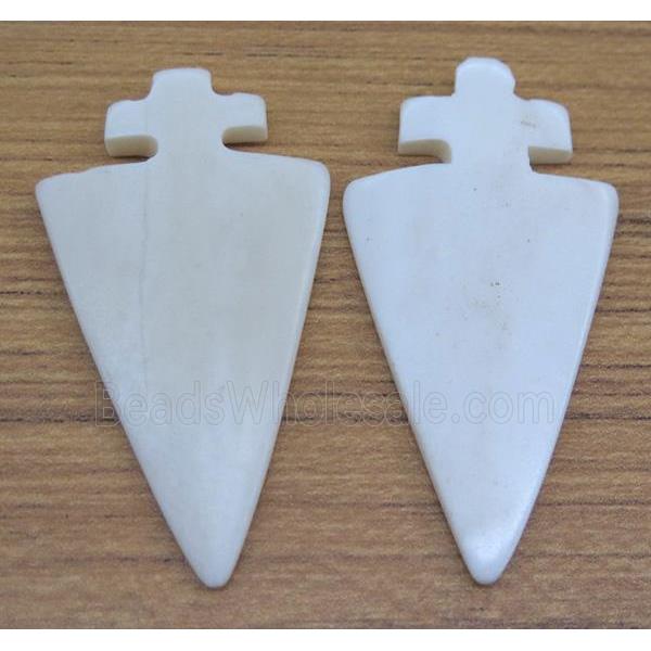 white bone arrowhead pendant without hole