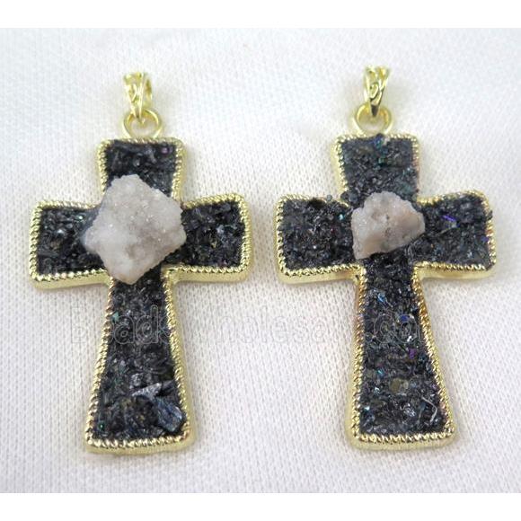 gemstone pendant, cross