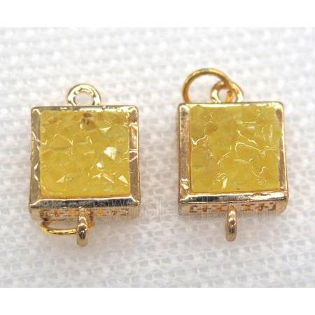 gemstone connector, square, gold plated