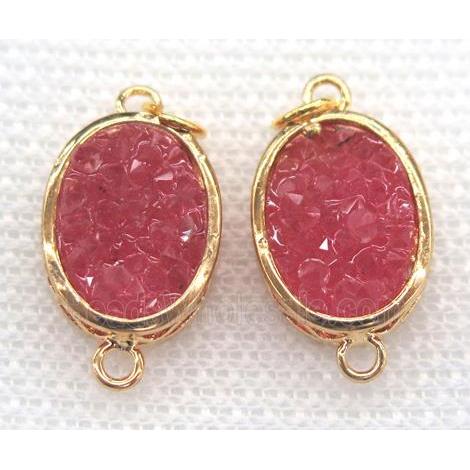 gemstone connector, oval, gold plated
