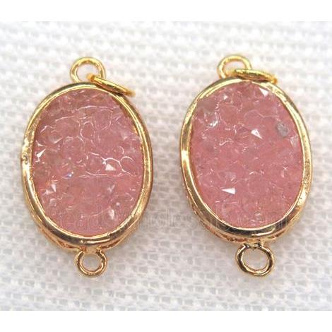 gemstone connector, oval, gold plated